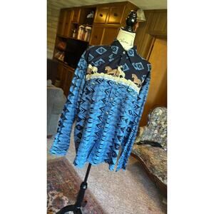 Vintage 90s Novelty Print Horse Western Button Down Shirt